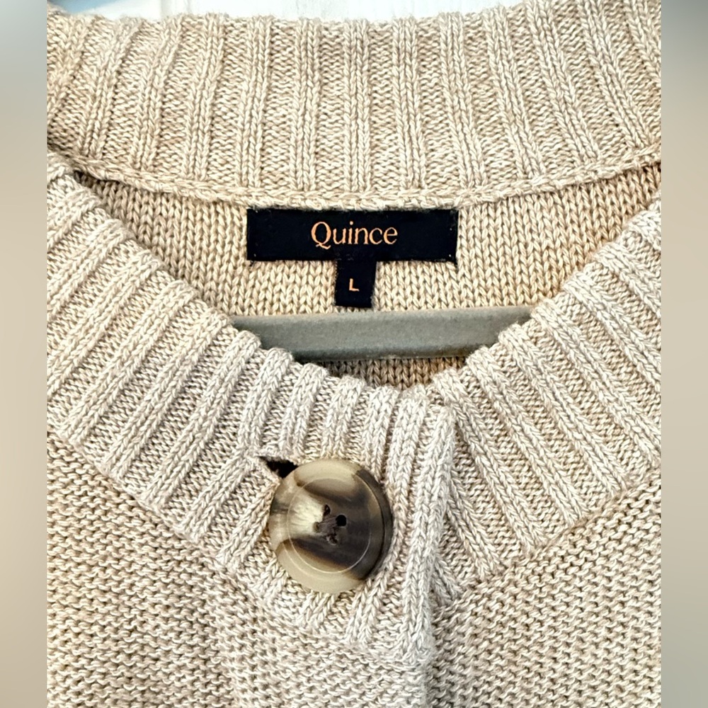Quince Tan Button-Up Cardigan